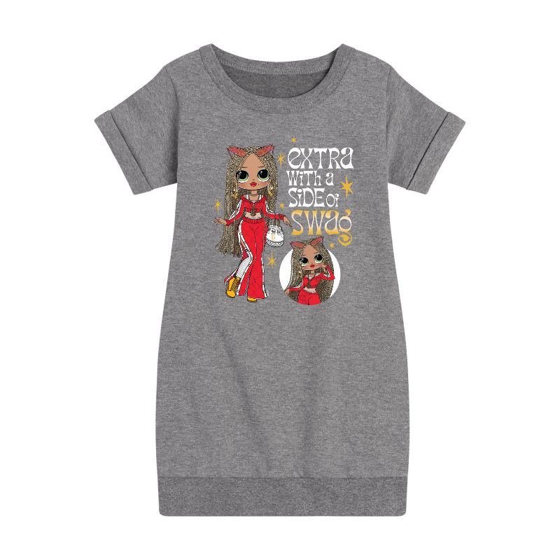 فستان بناتي - مفاجأة LOL! - إضافي مع جانب من Swag Graphic بأكمام قصيرة من الصوف