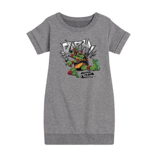 فستان رافائيل غوينغ إن لاود الجرافيكي بأكمام قصيرة من الصوف للفتيات - سلاحف النينجا المراهقة المتحولة