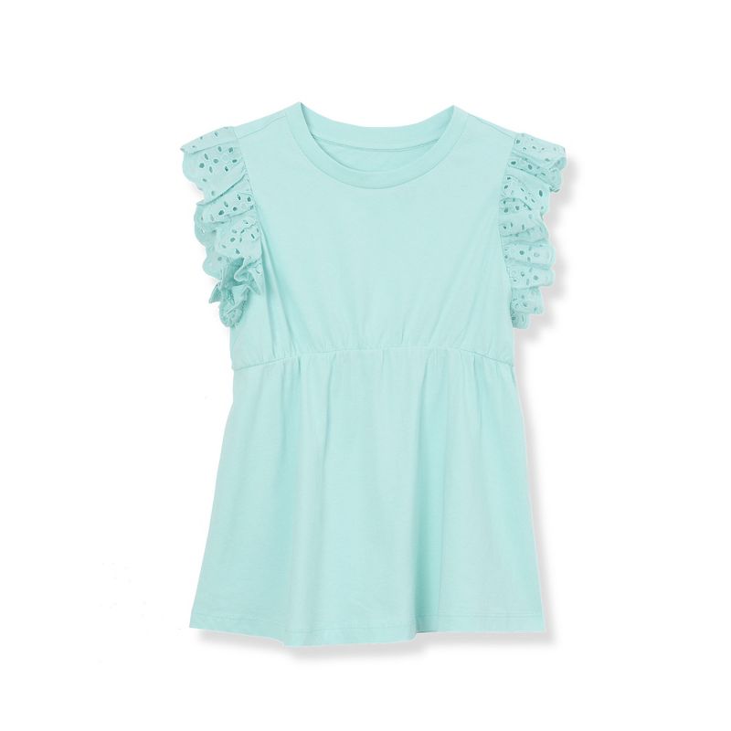 Lands' End Kids Flutter Sleeve Tiered Peasant Top