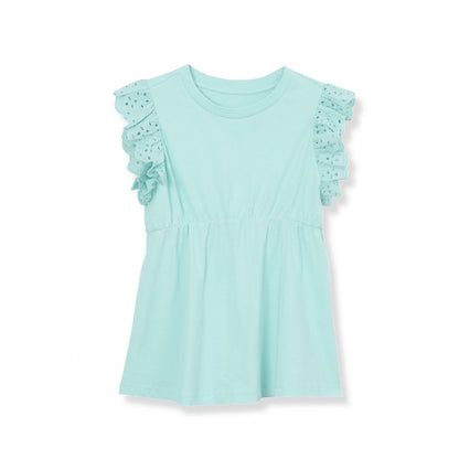 Lands' End Kids Flutter Sleeve Tiered Peasant Top