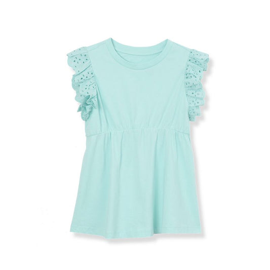 Lands' End Kids Flutter Sleeve Tiered Peasant Top