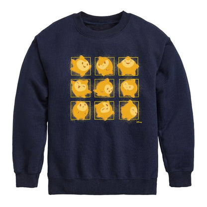 Boys' - Disney - Star Face Grid Graphic Long Sleeve Fleece Sweatshirt