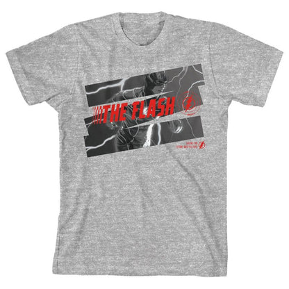 تي شيرت جرافيكي للشباب باللون الرمادي الفاتح من فيلم The Flash Running in Lightning