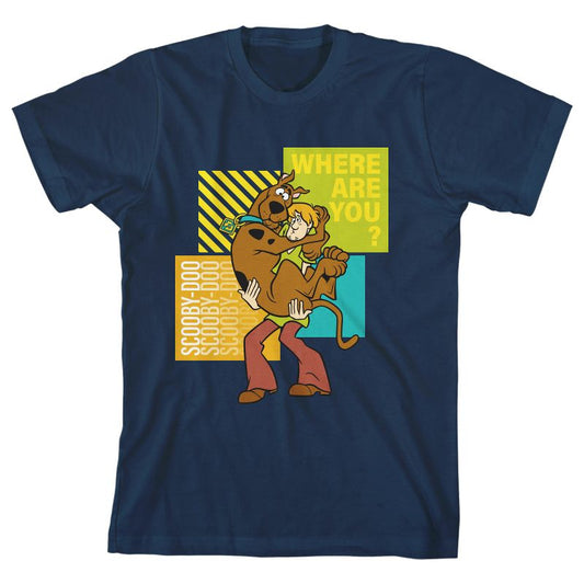 Scooby Doo Spooked Shaggy And Scooby Boy's Navy Blue Tshirt