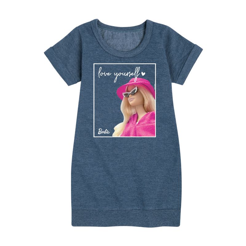 Girls' - Barbie - Love Yourself Graphic Short Sleeve Fleece Dress