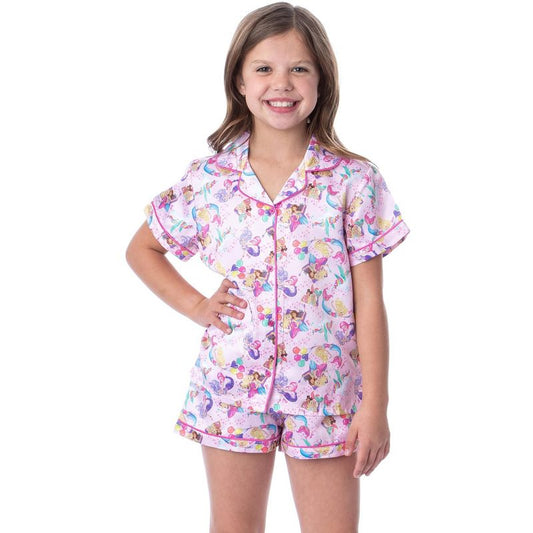 Mattel Girls' Barbie Fantasy Mermaid Princess Sleep Pajama Set Shorts Pink