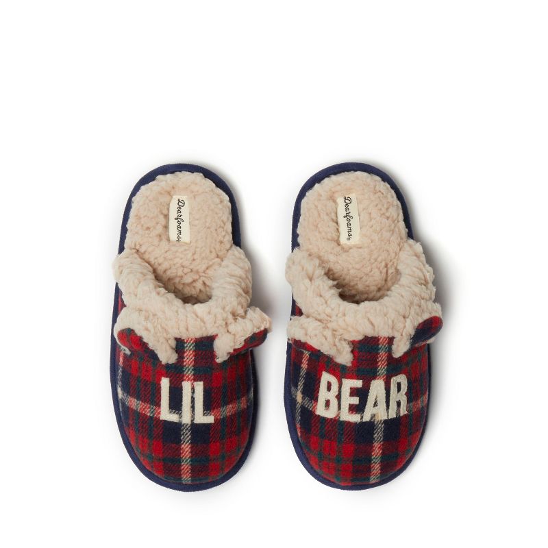 Dearfoams Kids Lil Bear Plaid Scuff House Slipper