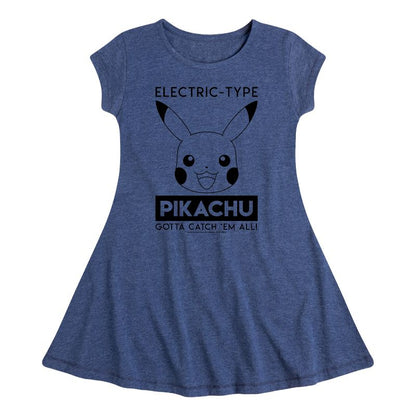Girls' - Pokémon - Electric Type Fit & Flair Cap Sleeve Dress