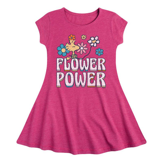 Girls' - Peanuts - Flower Power Fit & Flair Cap Sleeve Dress
