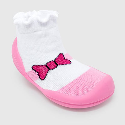 Komuello Toddler Girl First Walk Sock Shoes Mary Jane Bow