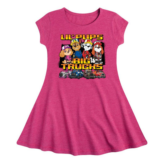 Girls' - Paw Patrol - Lil Pups Big Trucks Fit & Flair Cap Sleeve Dress