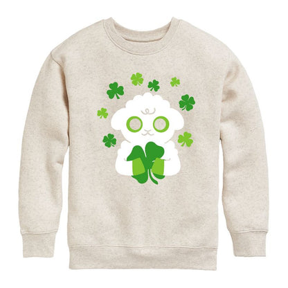 Boys' - Instant Message - St. Patrick's Day Sheep Holding a Shamrock Graphic Long Sleeve Fleece Sweatshirt