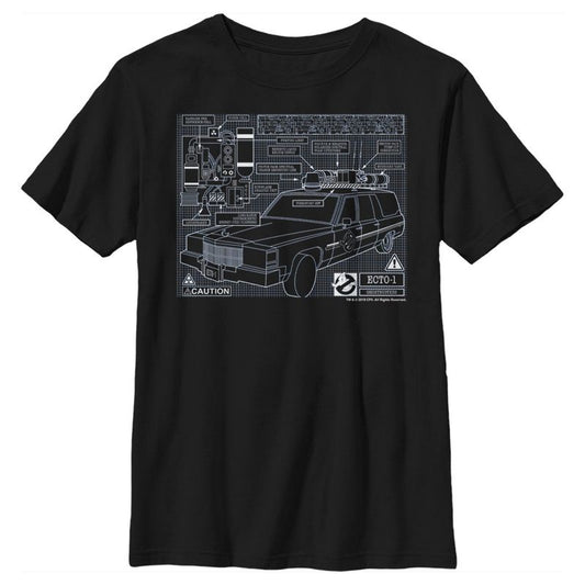 تي شيرت Ghostbusters Ecto-1 Blueprint للأولاد
