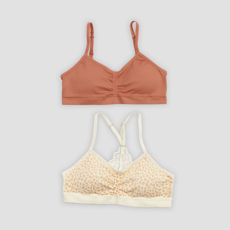 Maidenform Girls' 2pk Seamfree Lace Back Crop Bra - White