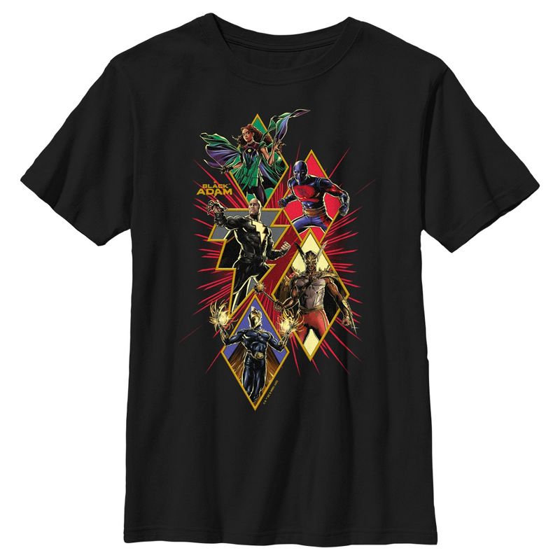 Boy's Black Adam Justice Shapes and Bolts T-Shirt