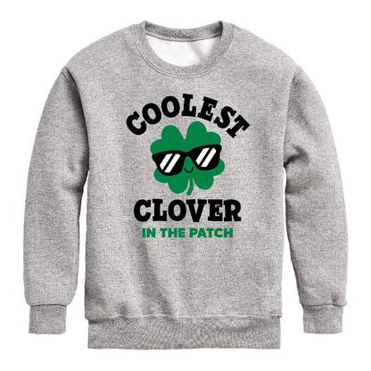 Boys' - Instant Message - St. Patrick's Day Coolest Clover in the Patch Graphic Long Sleeve Fleece Sweatshirt