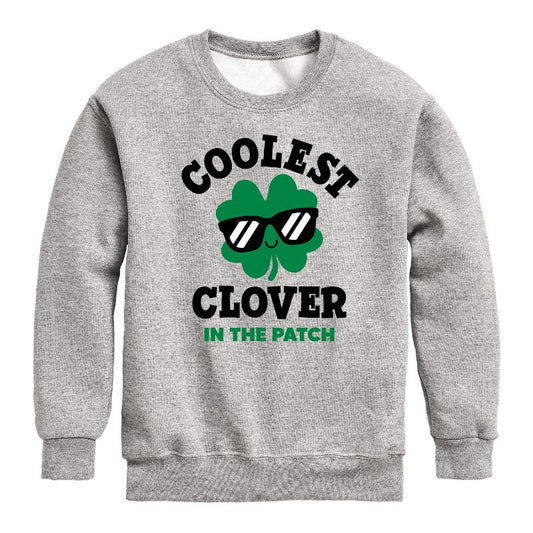 Boys' - Instant Message - St. Patrick's Day Coolest Clover in the Patch Graphic Long Sleeve Fleece Sweatshirt