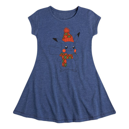 Girls' - Pokémon - Bundled Up Pikachu Fit & Flair Cap Sleeve Dress