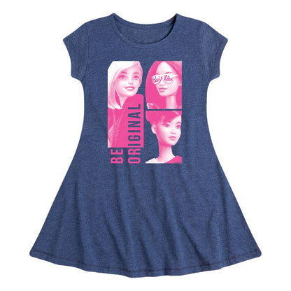 Girls' - Barbie - Be Original Squares Fit & Flair Cap Sleeve Dress