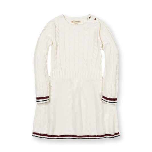 Hope & Henry Girls'  Long Sleeve Schoolgirl Cable Sweater Dress, Kids