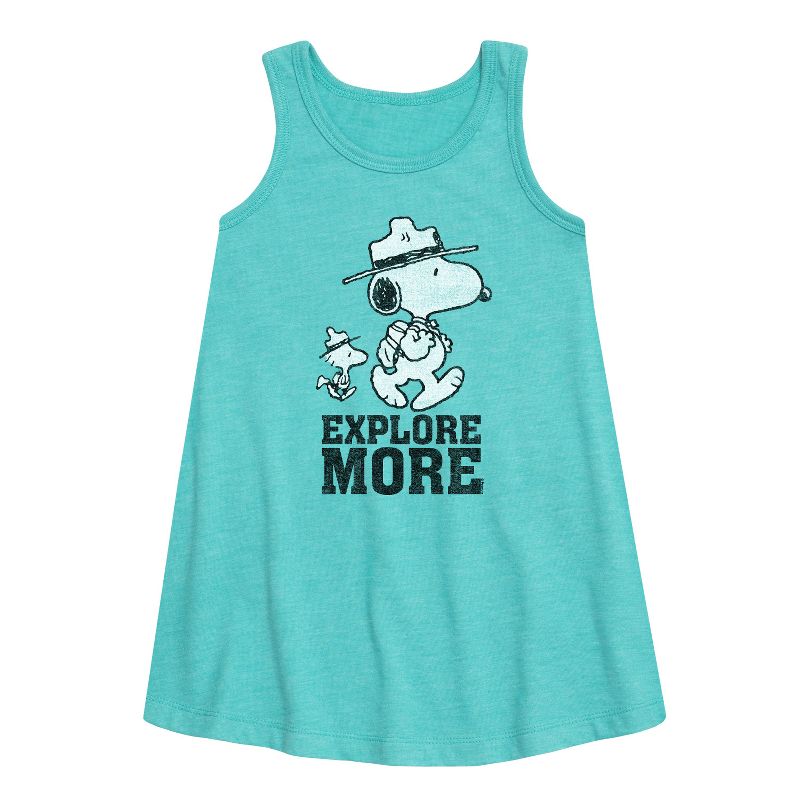 Girls' - Peanuts - Explore More Art Graphic Sleeveless Aline Dress