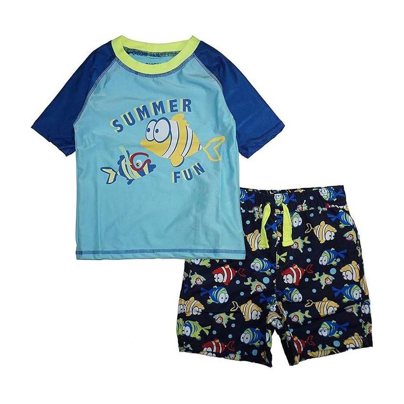 Quicksand Infant/Toddler and Little Boy's Rash Guard And Trunks Swimsuit Sets