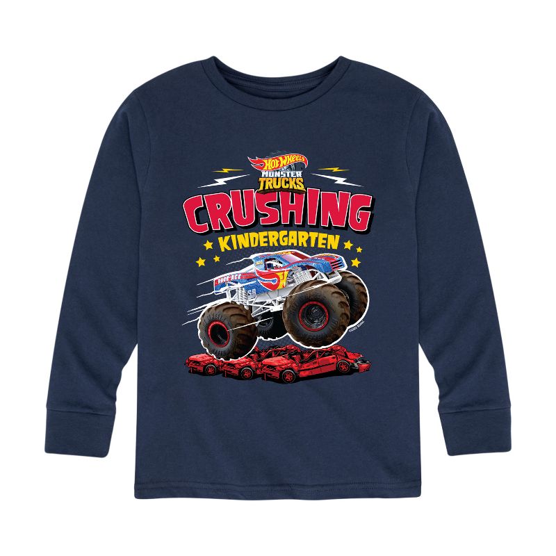 Boys' - Hot Wheels - Crushing Kindergarten Long Sleeve Graphic T-Shirt