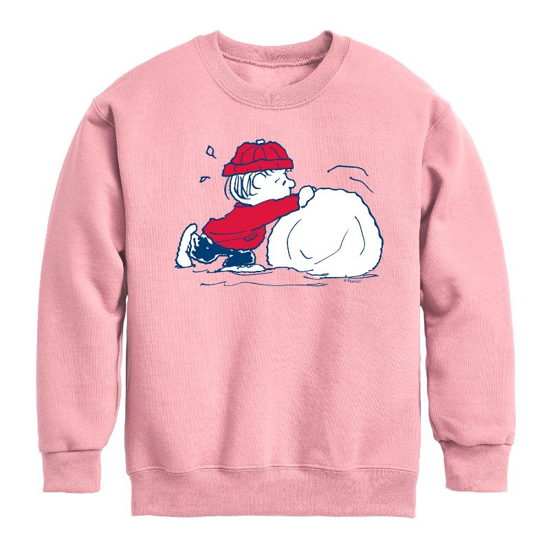 Boys' - Peanuts - Linus Snowball Graphic Long Sleeve Fleece Sweatshirt