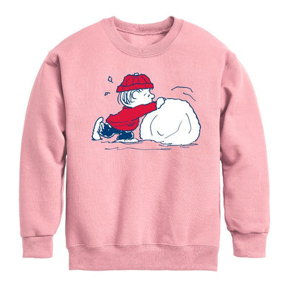 Boys' - Peanuts - Linus Snowball Graphic Long Sleeve Fleece Sweatshirt