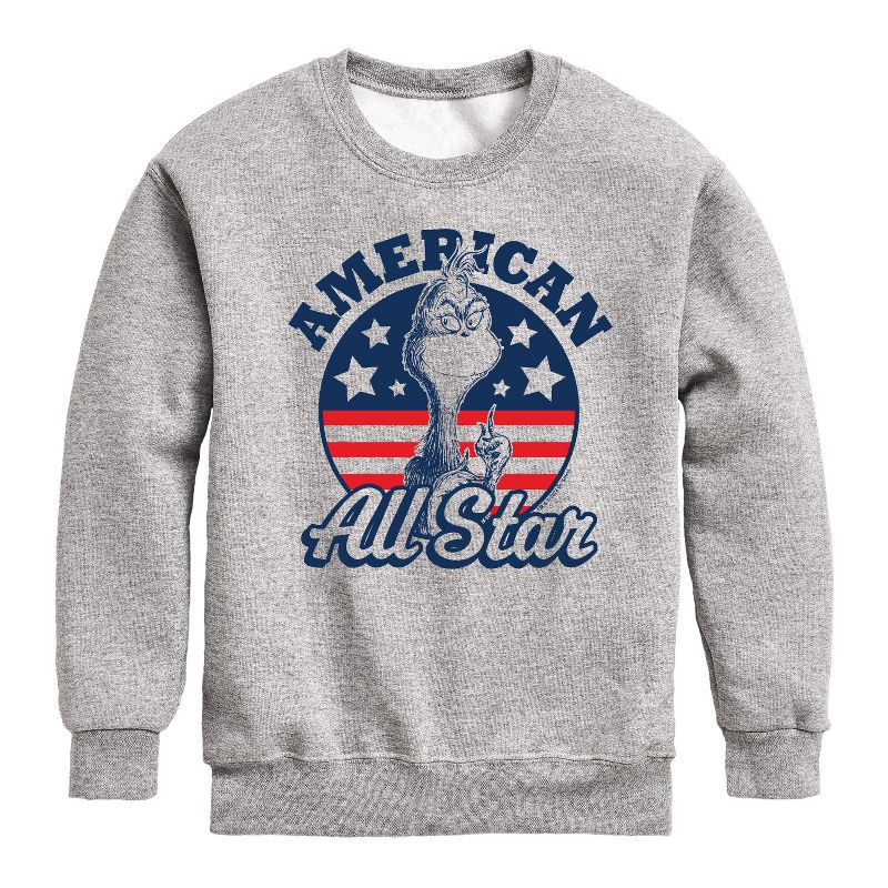 Boys' - Dr. Seuss - The Grinch America's Favorite Mean One Graphic Long Sleeve Fleece Sweatshirt