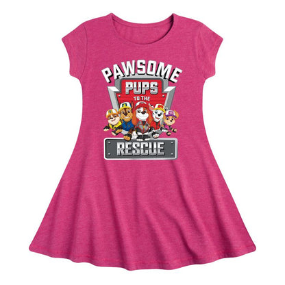 Girls' - Paw Patrol - Pawsome Pups To The Rescue Fit & Flair Cap Sleeve Dress