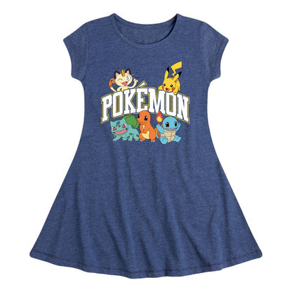 فستان سايدك بتصميم حلزوني وأكمام قصيرة للبنات - بوكيمون