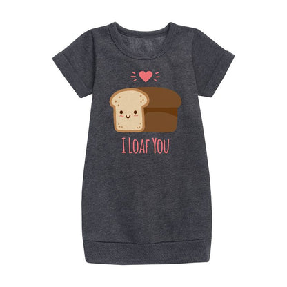 فستان من الصوف بأكمام قصيرة مطبوع عليه عبارة "أخبزك خبزًا" للفتيات - رسالة فورية - عيد الحب