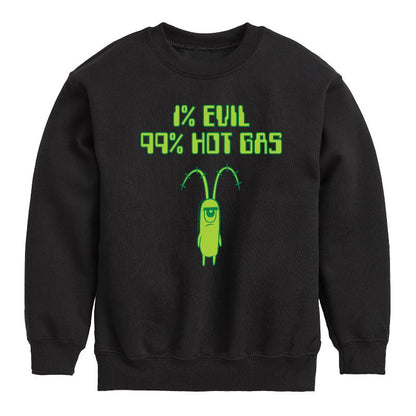 Boys' - SpongeBob SquarePants - Plankton One Percent Evil Graphic Long Sleeve Fleece Sweatshirt