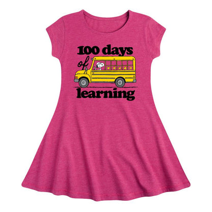 Girls' - Peanuts - 100 Days Of Learning Fit & Flair Cap Sleeve Dress