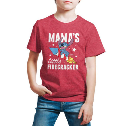 تي شيرت جرافيكي بأكمام قصيرة من تصميم ليلو وستيتش - ماما ليتل فايركراكر للأولاد