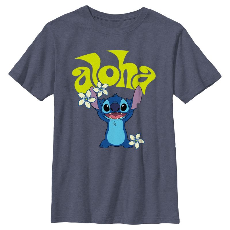 Boy's Lilo & Stitch Aloha Wavy Text T-Shirt