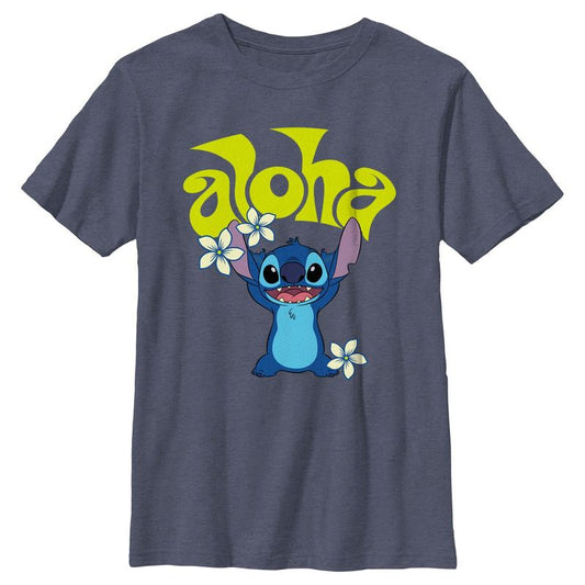 Boy's Lilo & Stitch Aloha Wavy Text T-Shirt