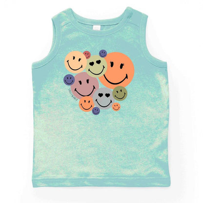 بلوزة شبابية بدون أكمام من مجموعة SmileyWorld Stacked Smiles من The Juniper Shop