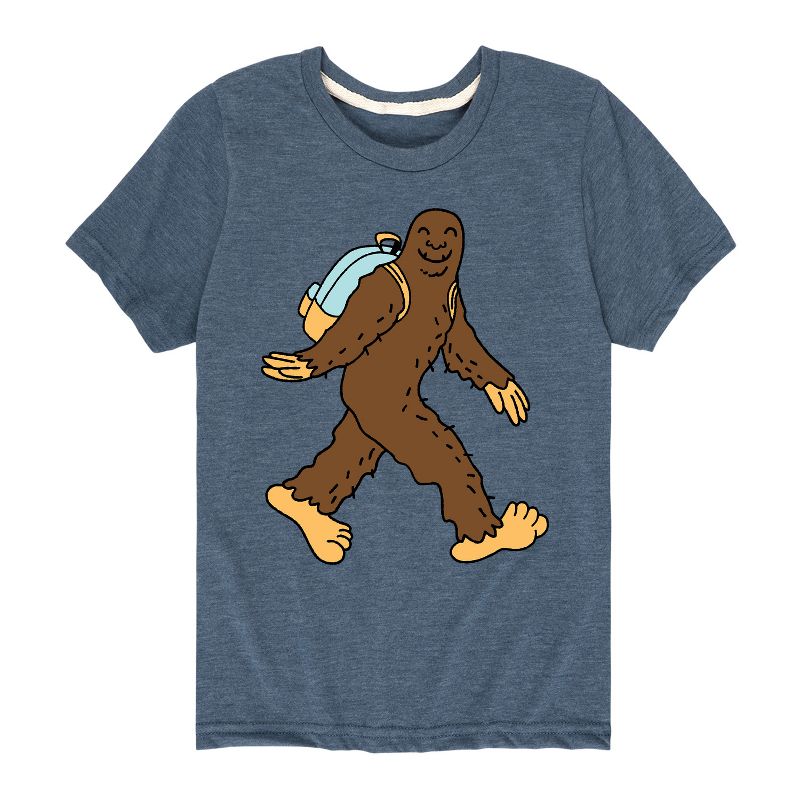 تي شيرت ساسكواتش برسومات جرافيكية بأكمام قصيرة وحقيبة ظهر للأولاد - رسالة فورية