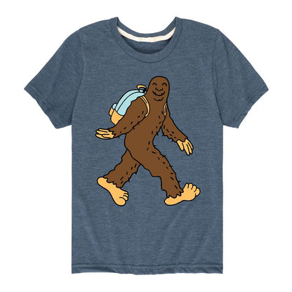 تي شيرت ساسكواتش برسومات جرافيكية بأكمام قصيرة وحقيبة ظهر للأولاد - رسالة فورية