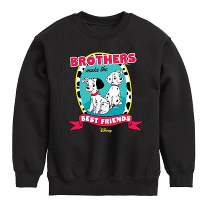 Boys' - 101 Dalmatians - Brothers Make the Best Friends Graphic Long Sleeve Fleece Sweatshirt