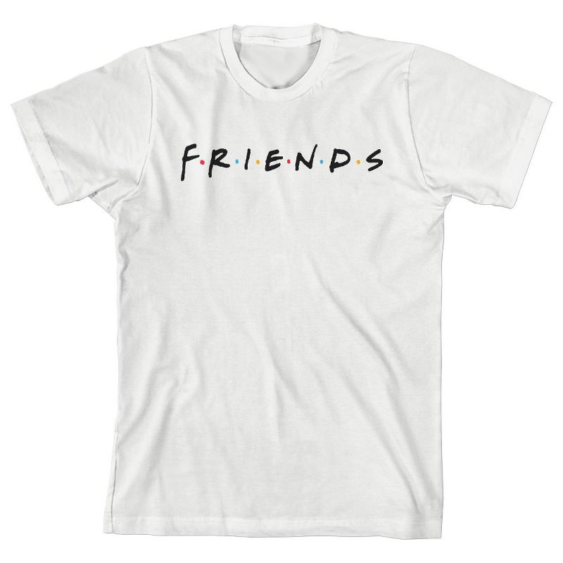 تي شيرت أبيض بأكمام قصيرة وياقة دائرية وشعار مسلسل Friends TV للشباب للجنسين