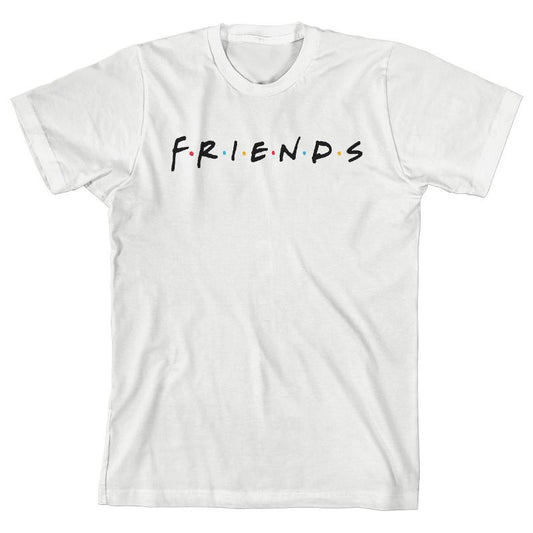 تي شيرت أبيض بأكمام قصيرة وياقة دائرية وشعار مسلسل Friends TV للشباب للجنسين