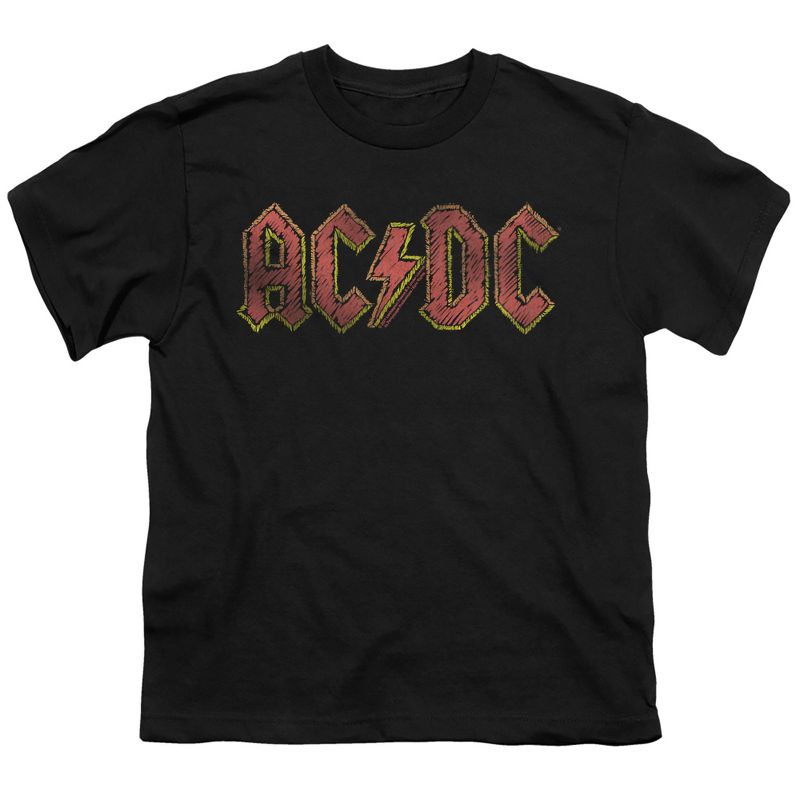 تي شيرت ACDC للأولاد بشعار مرسوم يدويًا