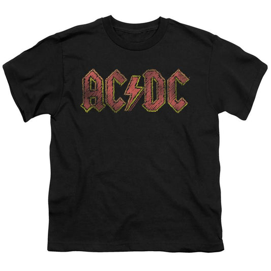 تي شيرت ACDC للأولاد بشعار مرسوم يدويًا