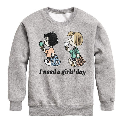 Boys' - Peanuts - I Need A Girls Day Graphic Long Sleeve Fleece Sweatshirt