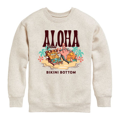 Boys' - SpongeBob SquarePants - Aloha From Bikini Bottom Graphic Long Sleeve Fleece Sweatshirt
