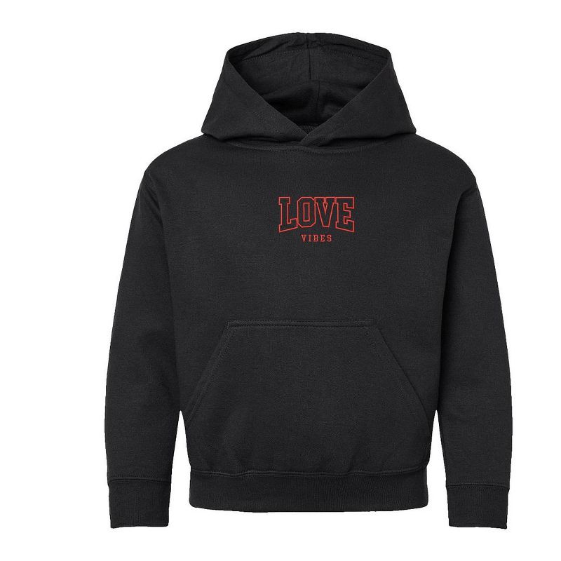 The Juniper Shop Embroidered Varsity Love Vibes Youth Graphic Hoodie