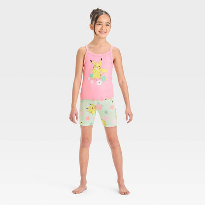 Girls' Pikachu Tight Fit Tank Pajama Set - Pink